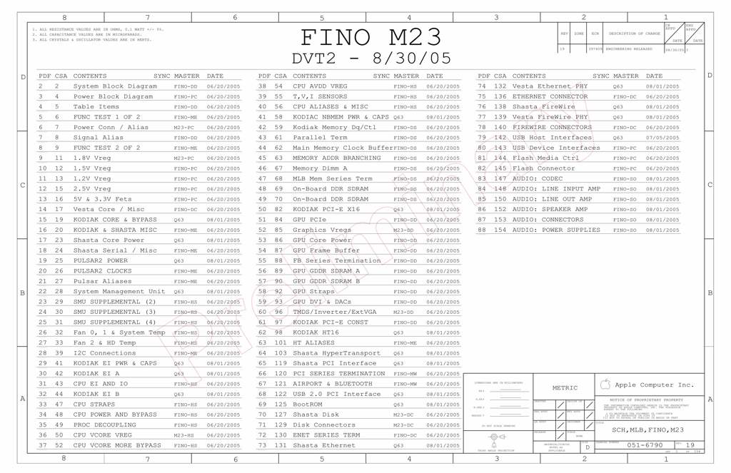 Apple iMac G5 iSight 17″ Logic Board schematic – FINO M23 DVT2 for $6.